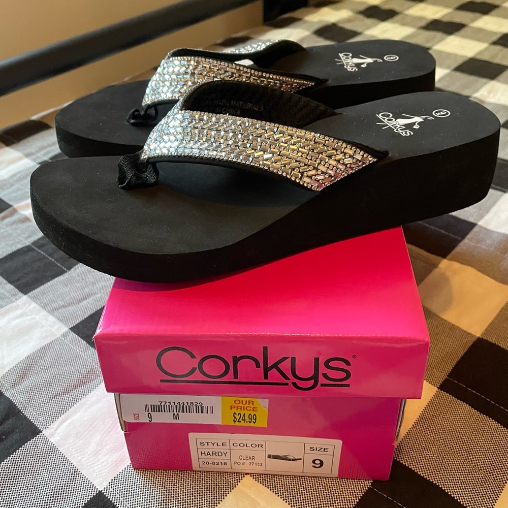 Corkeys Hardy Wedge Sandals, Size 9M, never worn.